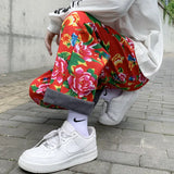 Northeast Big Flower Leisure And Velvet Foot Casual Pants Large Size Chinese Wind Peony National Characteristics And Velvet Big Flower Pants-Outfit
