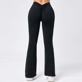 Toloer Hip Yoga V Waist Bell Bottom Pants Fitness Exercise Wide Leg Micro La High Waist Fast Drying Yoga Pants 43210-Outfit