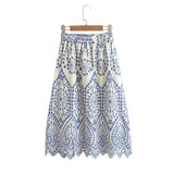 Women's Tight Waist Full Embroidery Skirt