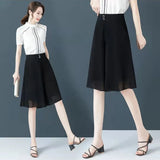 Clothing Fashion Elegant Chiffon Wide Leg for Women's Summer High Waisted Loose Worn Over Piece Pants Thin Shorts-Outfit