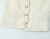 Tweed Pearl Button Sleeveless Tank Top And Mini Skirt Set-Outfit