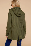 Military Jacket Women Hooded Windbreaker Autumn Winter Female Long Sleeve Outerwear Casual Streetwear Stand Collar Zip Up