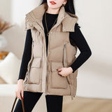 Down Cotton Vest Female 2024 Autumn And Winter New Korean Version Loose Vest Wearing Vest Collar Horse Clip Thick Jacket-Outfit