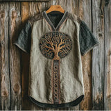 Men's Short-Sleeved Casual V-Neck T-Shirt 3D Digital Print