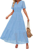 Women's V-Neck A-Shaped Hollow Lace Cake
