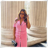 Solid Short Sleeve Tweed Jacket Coat With Pockets Spring Fashion Chic Crop Tops 2022 Women Uniform Outfit Ropa