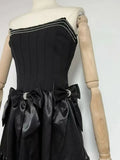 Satin Bow Ruffle Tube Mini Dress-Outfit