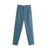 Trousers Slimming Solid Color Pleating Formal