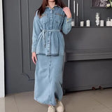 Autumn New Fashion To Do Old Washing Casual Denim Dress Suit Women