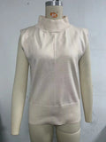Toloer New Women's Solid Color Half High Neck Sleeveless Vest Fashion Simple Knit Loose-Outfit