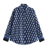Homemade New Women's Dresses Geometric Pattern Printed Shirts Geometric Pattern Printed
