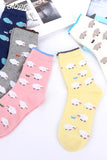Spring Autumn New Casual Korean Style Women Animal Cute Kawaii Cartoon Sheep Cotton Tide Short Socks Yellow