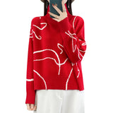 Toloer Turtleneck Sweater Female Thick Short Red This Year Christmas New Year Bottom Shirt Inside And Outside Wear Sweater-Outfit