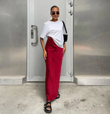 Toloer And Summer New Simulation Silk Skirt Satin Bread Hip Skirt Women Casual Color Tintail