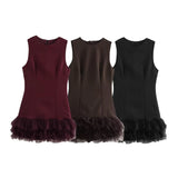 Women's Clothing 2025 Autumn And Winter New Street Fashion Temperament Mesh Stitching