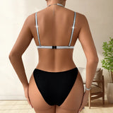 New Three-Point Bikini Swimsuit Split Thread Without Steel Ring Sexy Women's