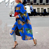 Spring And Autumn Wishebay Long Horn Sleeve Coat Print Loose Wind Coat