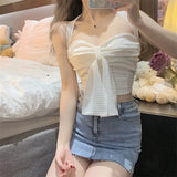 New Bow Chest Big Hanging Neck Vest Black Small Slings Sexy Outer Wear Thin Chic Top