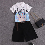 summer 2 pieces suits girl print chiffon blouse shirt women tops + shorts set Women two piece set tracksuit With