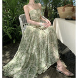 Toloer Break Broken Flower Condole Belt Dress Female Waist Show Thin Temperament Senior Feeling Hot Girl Long