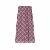 Vintage Plaid Print Maxi Skirt-Outfit