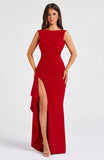 Summer New Solid Color Round Collar High Open Fork Sexy Bare Back Dress Women Body