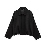 Autumn And Winter Bomber Jacket Bat Sleeve Zipper Loose Velvet Texture Coat Female Casual