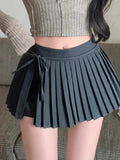 Mini Skirts Women Bandage Sweet High Waist Slim Sexy Culottes Preppy Style 2024 Spring New Elegant Pleated Skirt Female-Outfit