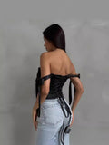 Slimming Small Blouse Female Feeling Dew Back Strap Collarbone Irregular Fish Bone