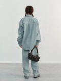 【玳瑁】春季新品休闲翻领刺绣复古百搭纯棉牛仔衬衫外套H6347-Outfit