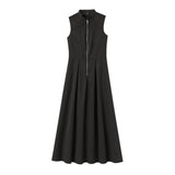 Women's Fashion Round Collar Sleeveless Waist-Lens