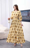 Printed Medium-Sleeved Dress-Outfit
