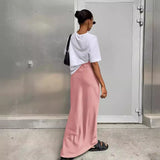 Toloer And Summer New Simulation Silk Skirt Satin Bread Hip Skirt Women Casual Color Tintail
