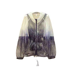 Size Summer Women Fashion Gradient Mesh Star Sequins Sunscreen Shirt Cardigan Jacket