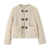 New Spring Buckle Plush Jacket Jacket 5854223-Outfit
