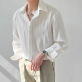 Blouse Korean Version Of Loose Casual Long-Sleeved Shirt Men's Trend Handsome Striped Non-Ironing Shirt Autumn-Outfit