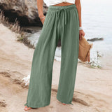 Casual Solid Color Trousers Wide