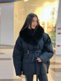 Autumn And Winter Women's Clothing Fashionable Thick Cotton Clothes Long Sleeves Removable Collar Splicing Coat
