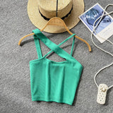Toloer Version Of Solid Color Versatile Sling Vest Female Inside To Wear 2023 Summer New High Waist Crop Candy Color Small