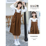 Toloer Department Strap Skirt Two Suits Female Autumn 2024 New Small Casual Temperament College Wind Dress-Outfit