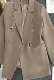 Women Fashion Long Sleeve Chic Blazer Business Single-breasted Notched Temperament Outerwear Design Style Lapel