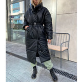 Winter Parkas Women Fashion Straight Loose Coats Women Elegant Pockets Long Cotton Jackets Female Ladies
