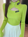 2022 Knitted Women Short Sweater Hollow Out High Neck Pullovers Turtleneck Autumn Basic Women Sweaters Fit Black Pull