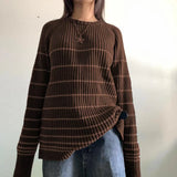 Striped Ribbed Pullover Knit Sweater-Outfit