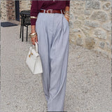 Women's Clothing Hot Loose Feeling High-Rise Temperament Broad-Legged Suit Pants Women Breathable Hanging
