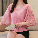 Summer New Chiffon Blouse Cotton Edge Lace Blouses Shirt Fashion Women Blouses Butterfly Flora Women Shirts Tops 4073