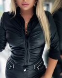 Independent Station 2023 Autumn And Winter New Commuter Long-Sleeved Lapel Shirt Women's Stock-Outfit