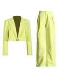 Toloer Casual Style Suit 2024 Summer New V-Neck Cardigan Short Suit High Waist Straight Leg Trousers Two-Piece Set-Outfit