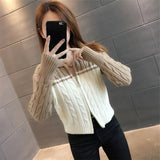 Toloer Short Sweater Cardigan Female 2024 Spring And Autumn New Temperament Lapel Twist Knitting Small Coat Tide-Outfit