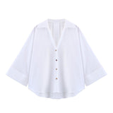 New Fashion Women's Wide-Sleeved Silk Silk Dress Silk Women's Long-Sleeved Shirt Tide